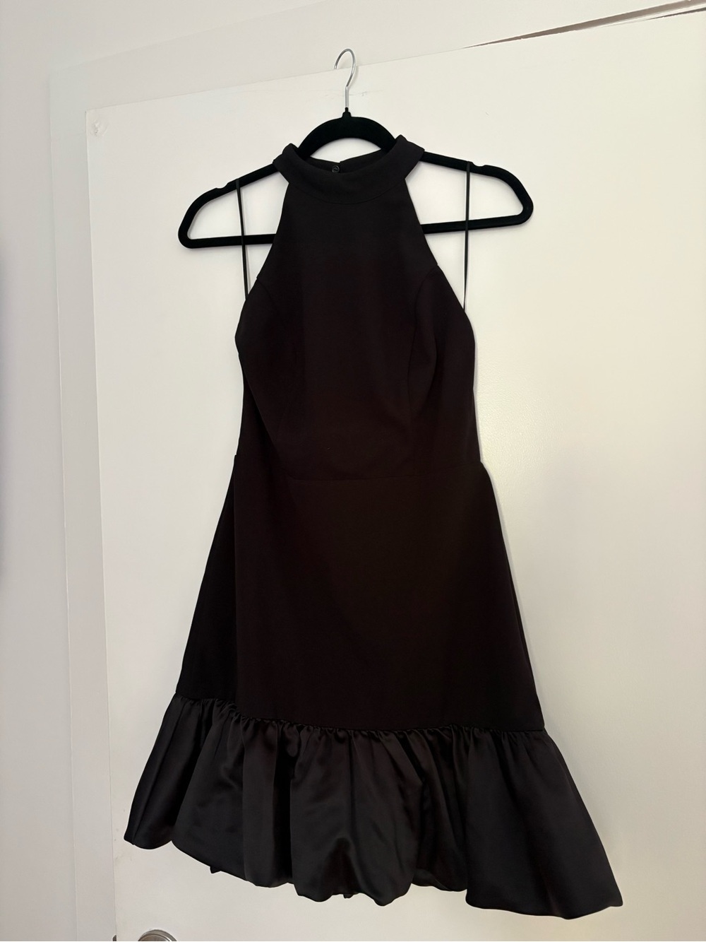 Classic Black Halter Ruffle Hem Dress